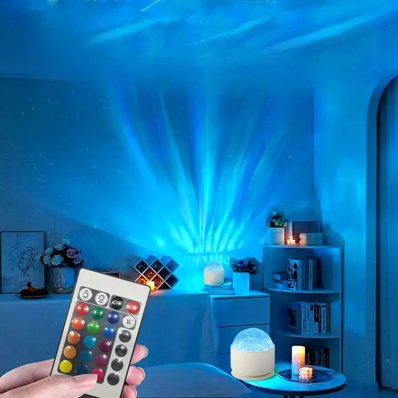 3 in 1/ 12 in 1 Water Ripple & Aurora Projection Light, Light Dimmable, USB Powered Tabletop Night Light with Remote Control, Fantasy Theme Decor Night Light, Decorative Atmosphere Lamp for Bedroom, Living Room