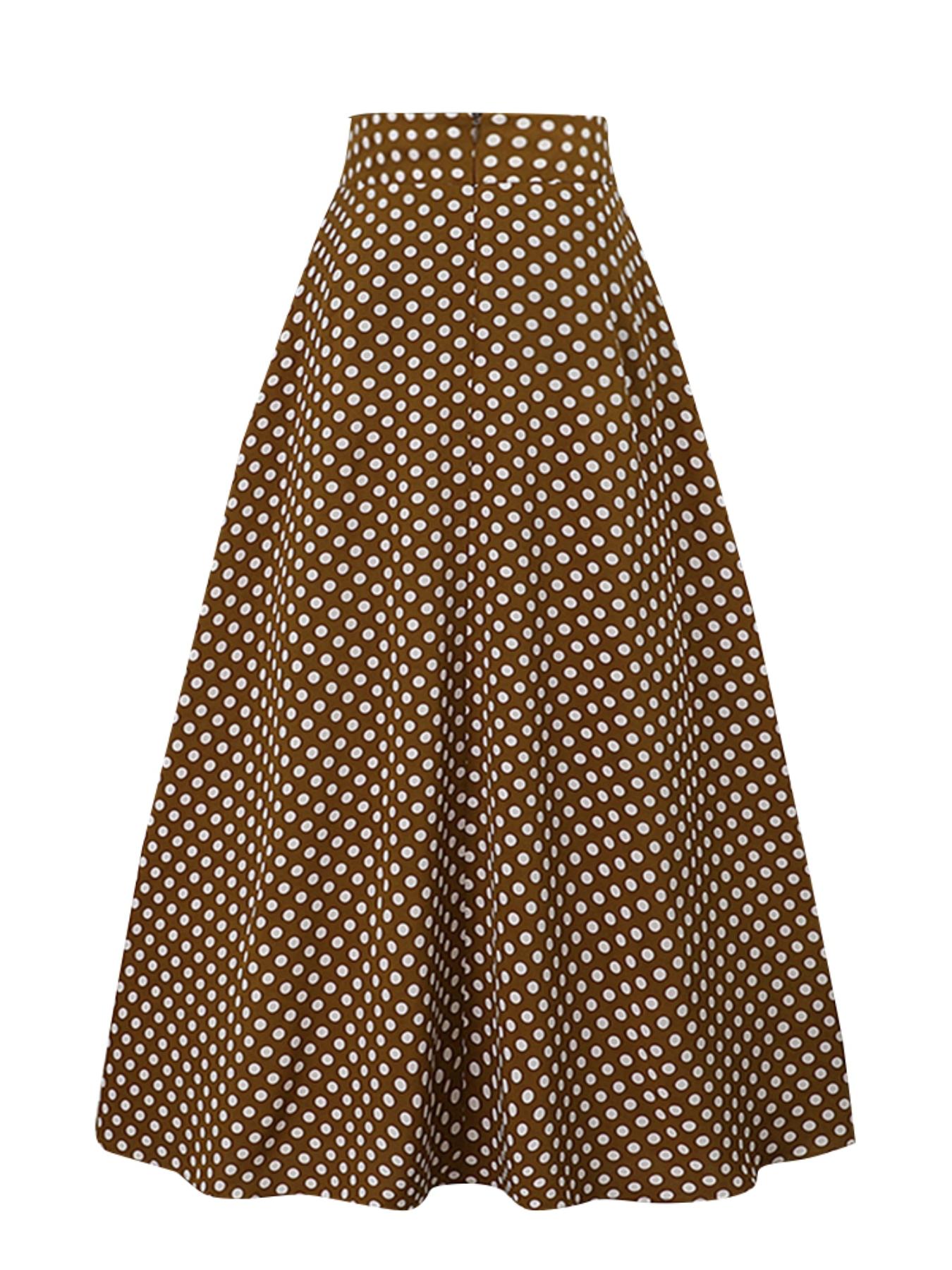 Women's Polka Dot Print High Waist Skirt, Retro Elegant A Line Long Skirt for Party Holiday, Ladies Bottoms for All Seasons, Womenswear, Vintage Skirts
