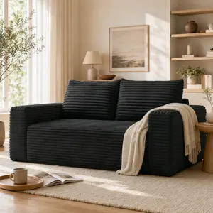 [Summer Vibes]Eyisean 78.8" & 71" & 63" Compression Sofa with Corduroy Fabric, Comfy Loveseat Sofa with Deep Seat, No Assembly Required, Boneless Couches with Wide Armrest for Living Room