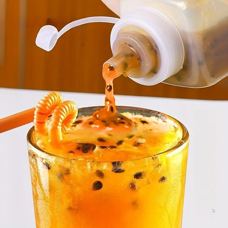 4/8Pcs Large Caliber Square Squeeze Bottles With Pointed Nozzle & Lid, Transparent Plastic Condiment Dispenser, Leak-proof Extrusion Bottle For Ketchup Honey Sauce Seasoning, Practical Kitchen Storage Bottles Ideal For Home Kitchen Restaurant Daily Use