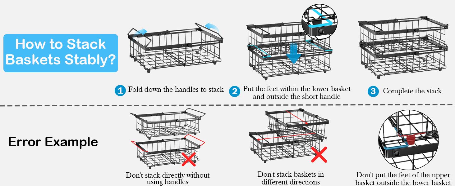 Freezer Organizer Bins, 2 Pack Expandable Stackable Chest Deep Freezer Organizer Bins, Foldable Freezer Baskets with Handles, Freezer Bins for 5 - 20 Cu.Ft Deep Freezer, Black