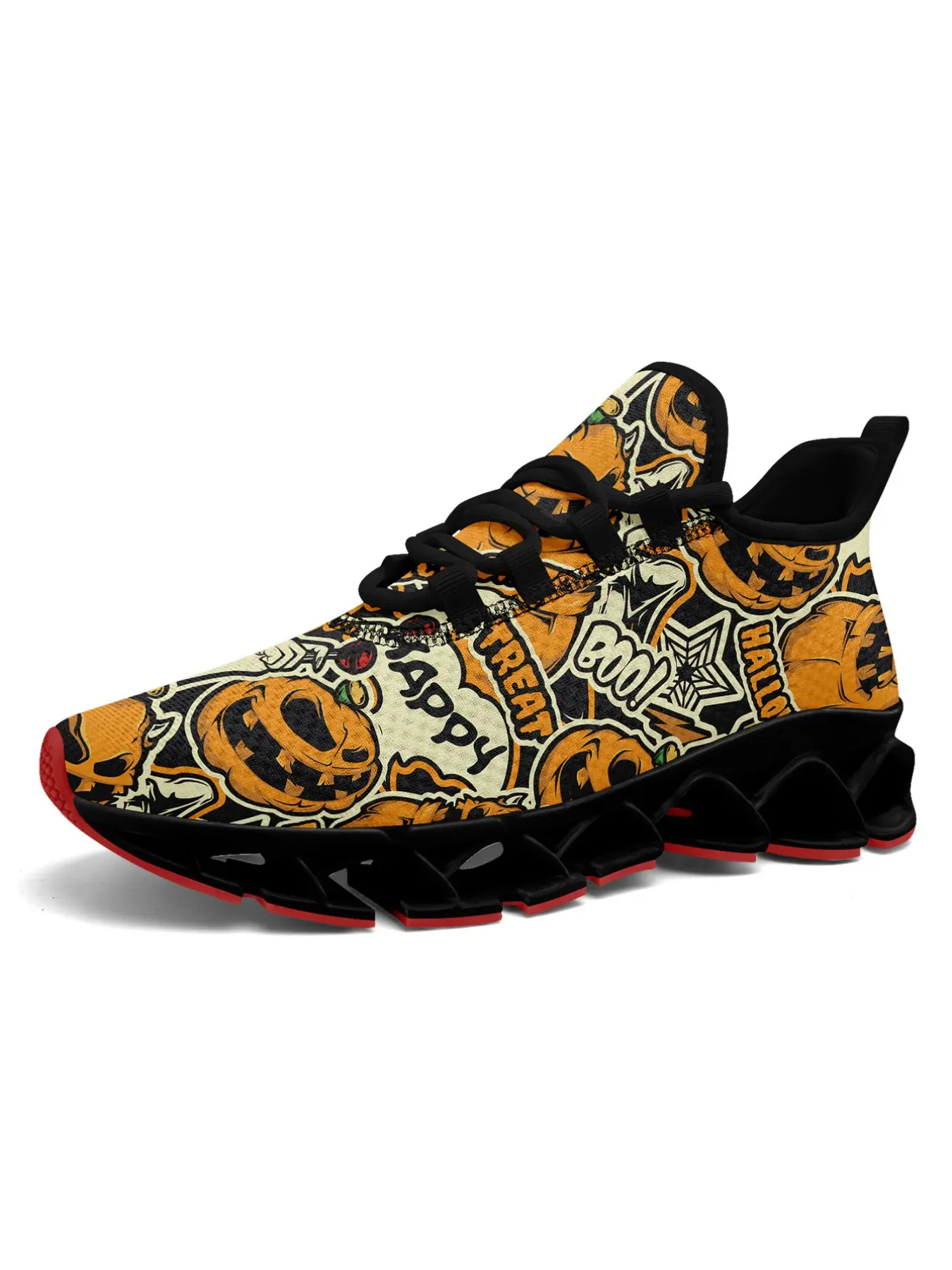 Halloween Men's Casual Shoes, Unisex Vintage Halloween Pumpkin Graffiti Print Casual Sports Shoes, Halloween Holiday Breathable Fashion Sneakers, Plus Size Daily Walking Shoes, Men & Women Shoes