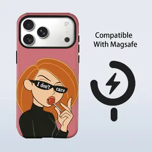 Cartoon Girl Wearing Sunglasses Pattern Phone Case for iPhone 17 Pro Max Air 16 Plus 15 14 13 12 11, Shockproof Durable 2 in 1 Protective Cellphone Casing Cover, Perfect Gift for Yourself, Friends