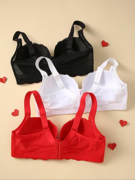 3Pce Plus Size Bras for Women Bra Supportive Underwire Bra Full Coverage Bra Push Up Lingerie Anti Sagging Bra Comfort Sexy Bra Simple Elegant Everyday Bra Halloween Clothes Sports Bras for women Back To School