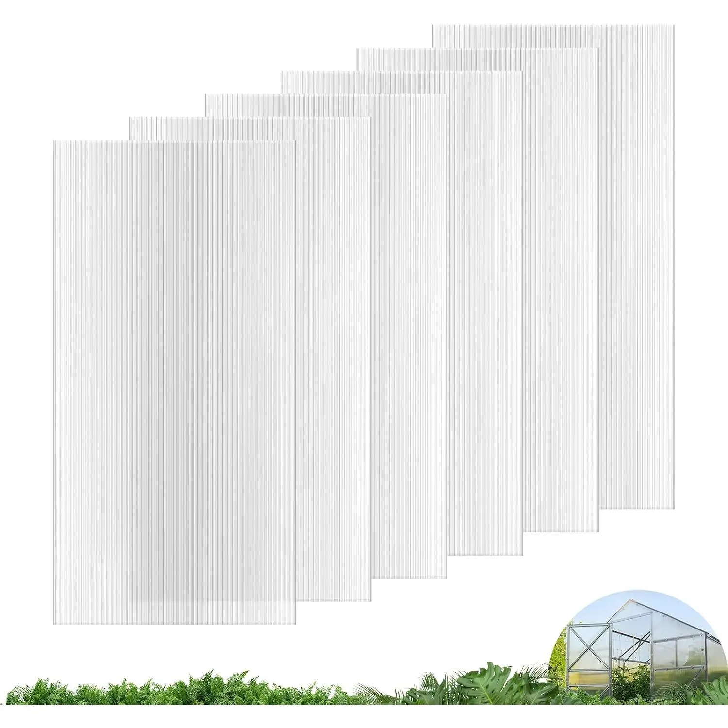 6 count 4' x 2' x 0.24'' Clear Roof Polycarbonate Greenhouse Panels