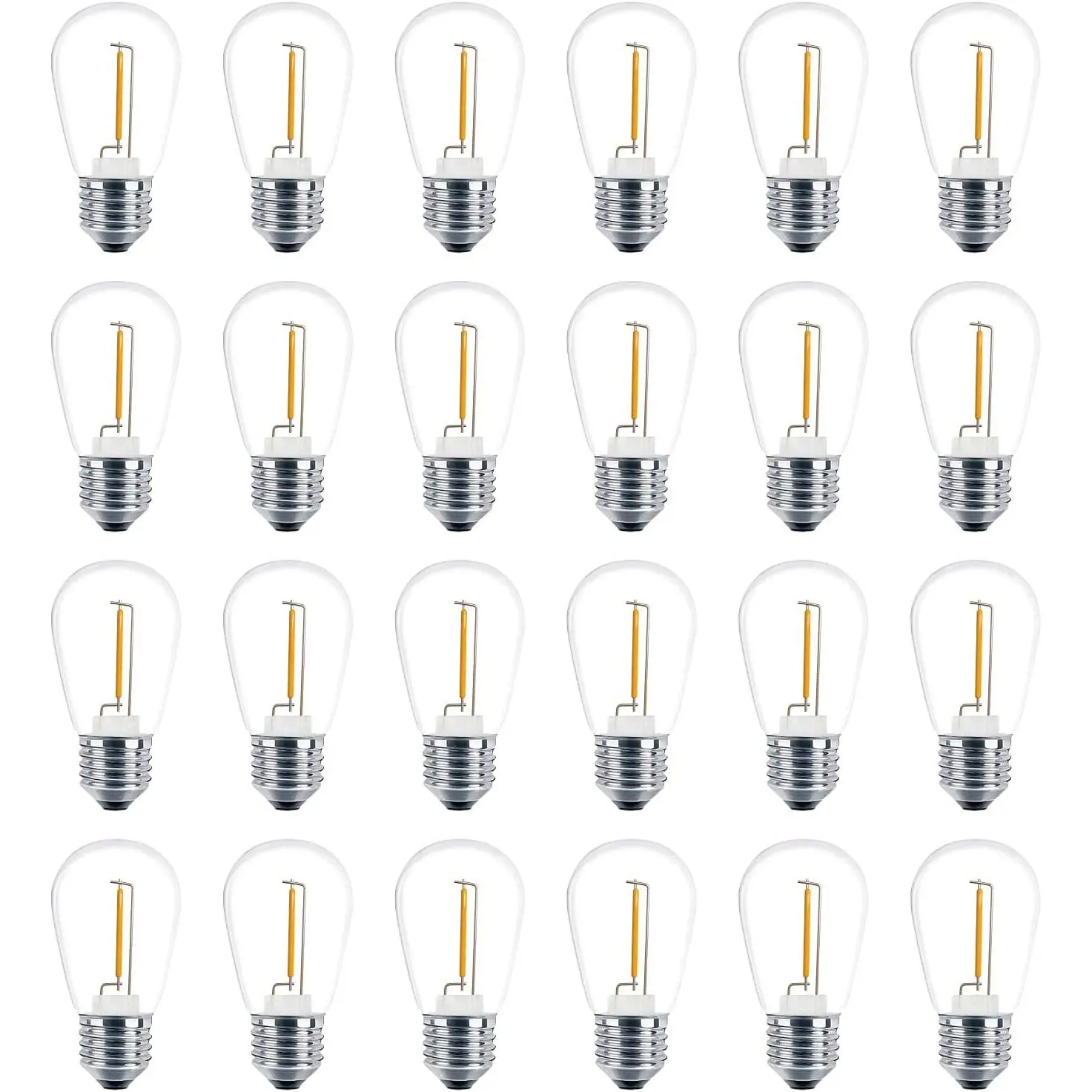 24 Pack LED S14 Replacement Light Bulbs, Shatterproof Outdoor 1 Watt to Replace 11Watts String Incandescent Bulb, E26 Regular Medium Screw Base, 2200K Warm White, Non-Dimmable