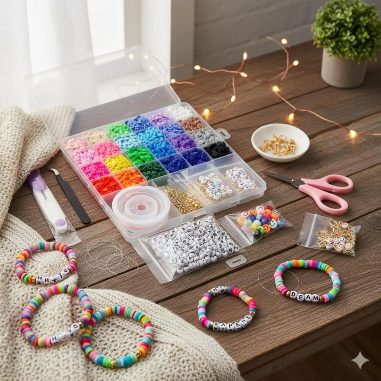5000Pcs 20 Colors Ceramic Beads DIY Craft Set, Jewelry Making Kit for Bracelet, Necklace & Earring, Ideal Gift for Friends and Family