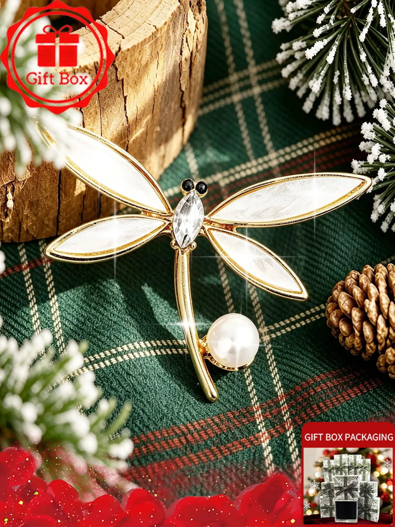 dragonfly Brooch with gift box, 2026 spring and summer new style, elegant and fashionable. Wearing at banquets and holidays, Also be used as an accessory for autumn and winter sweaters and coats. Perfect as a birthday gift for family, friends and couples.
