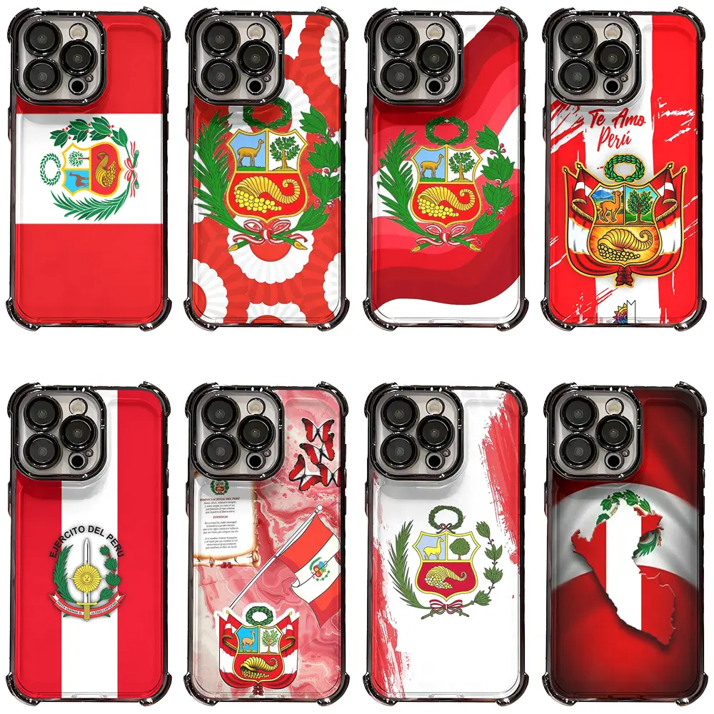 Peru Patriotic Flag & National Coat of Arms Shockproof Phone Case for iPhone 17/16/15/14/13/12/11 Pro Max/Pro/Plus & Samsung S23/S24/S25/S26 Ultra/Plus Great Gift for Peruvian Expats & Cultural Fans