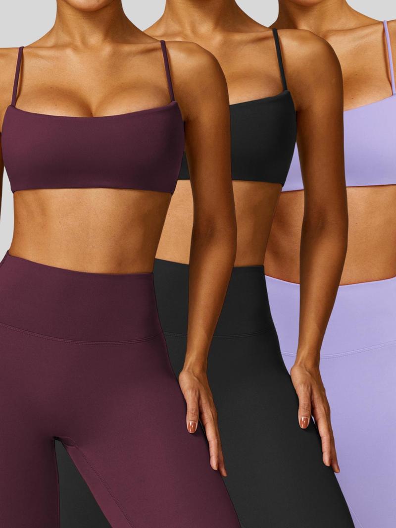 Women's Solid Neck Crop Sports Bra, Quick Drying Breathable Comfortable Sports Bra, Ladies Sportswear for Indoor Outdoor Wear, Sports Bra for Women, Workout Bra, Gym Clothes, Exercise Gymswear