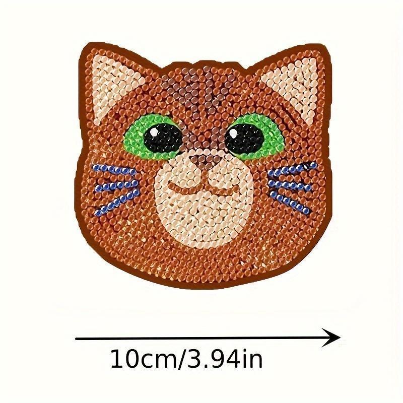 Cat-Themed Diamond Art Painting Coasters With Wooden Base, Diy Craft Kit For Beginners And Adults, Non-Slip Drink Pads For Home Table Decor, Ideal Handmade Gift And Daily Tabletop Accessory