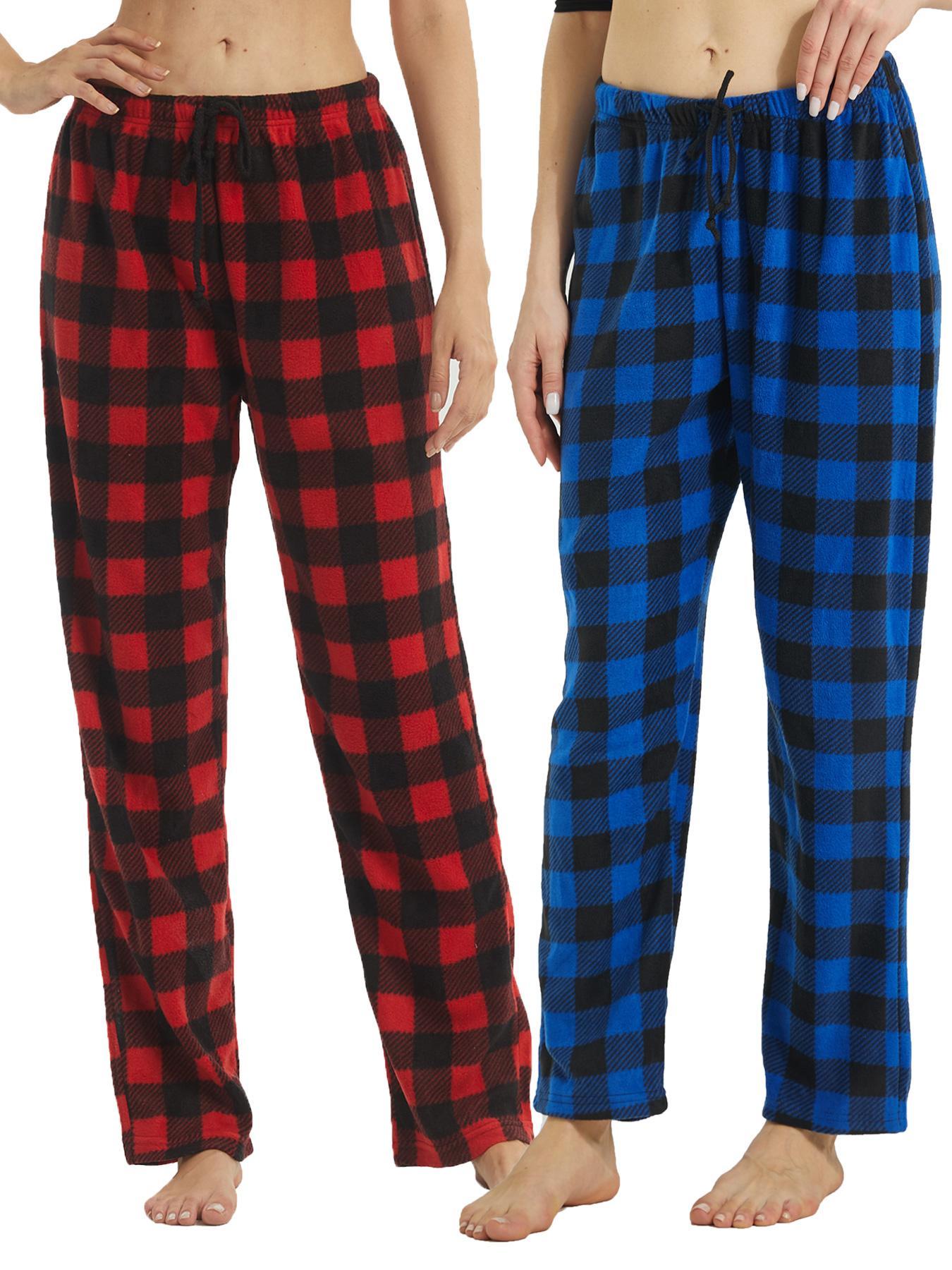 Women's Plaid Pajama Bottoms, Fleece Checked Pajama Pants, Soft Drawstring Lounge Sleep Pants for Women, Sleep Bottoms for Fall & Winter Women's Plaid Pajama Bottoms, Fleece Checked Pajama Pants, Soft Drawstring Lounge Sleep Pants for Women, Sleep Bottoms for Fall & Winter