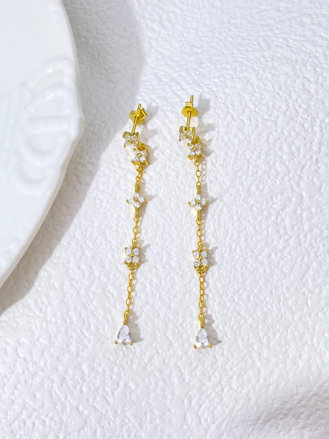 925 Sterling Silver Dangle Earrings, Elegant Chain Earrings for Women & Girls, Trendy All-match & Exquisite Jewelry for Birthday Gift