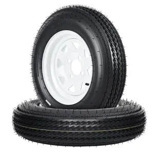 Garvee New Upgraded 2pcs 5.30-12 6PR 4 Lug 5.30-12 2-Pack Trailer Tire and Wheel Assembly, Load Range C 6PR, 4 Lug White Spoke Wheel for Utility/Boat/Camper Trailers Lawn Mower Tire Off-Road Use Only