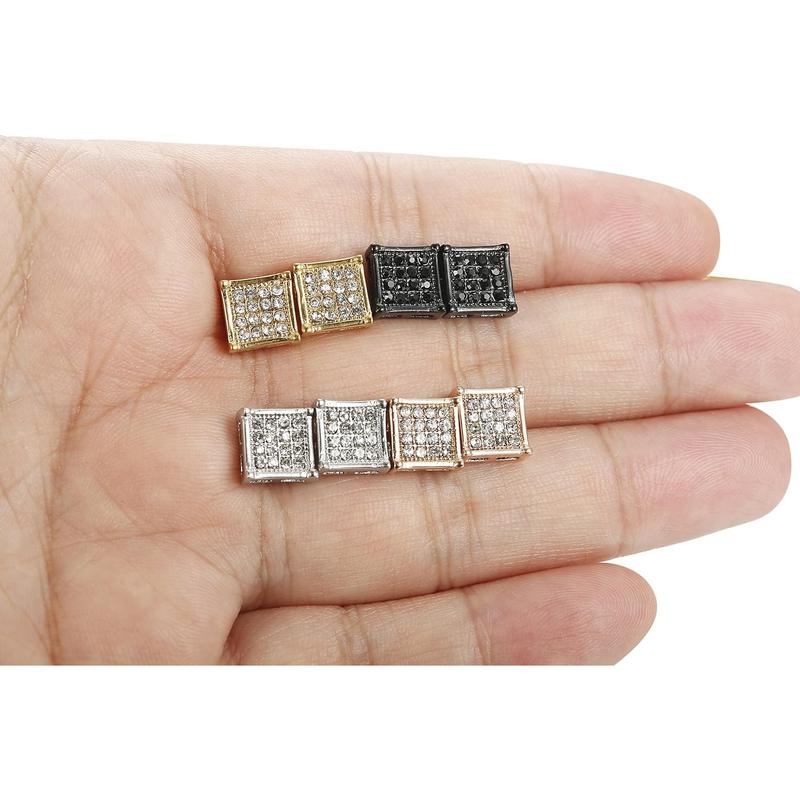 FIBO STEEL 4/8 Pairs 316L Stainless Steel Square CZ Stud Earrings for Men Women 6-8MM AAA+ Shiny Cubic Zirconia Earrings Set FIBO STEEL 4/8 Pairs 316L Stainless Steel Square CZ Stud Earrings for Men Women 6-8MM AAA+ Shiny Cubic Zirconia Earrings Set
