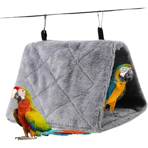 Bird Nest House, Bird Bed for Cage Accessories, Parakeet Toys Hammock, Plush Parrot Hanging Hut Tent for Conure Cockatiel Lovebird Cockatoo