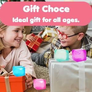 Squishy Ice Cube Shape Stress Cube Fidget Toy, Soft Filling Stress Balls for Kids Adults, Calming Sensory Fidget Toy for Stress Relief & Relaxation, Blue