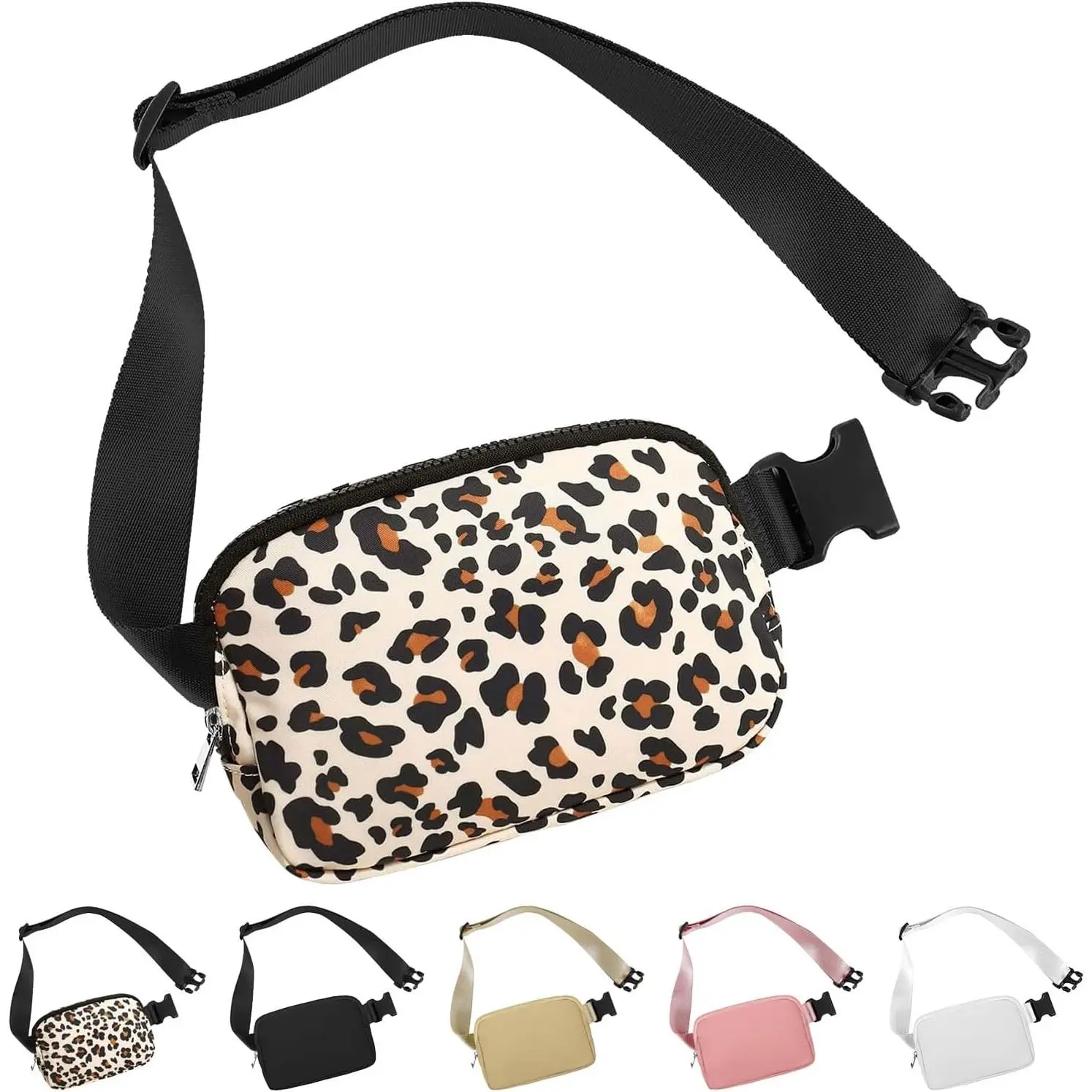 Mini Belt Bag Fanny Pack for Women, Crossbody  Packs Lightweight Fashion Bum Bag with Adjustable Strap for Travel Hiking Festivals Everyday Essentials (Leopard Print)