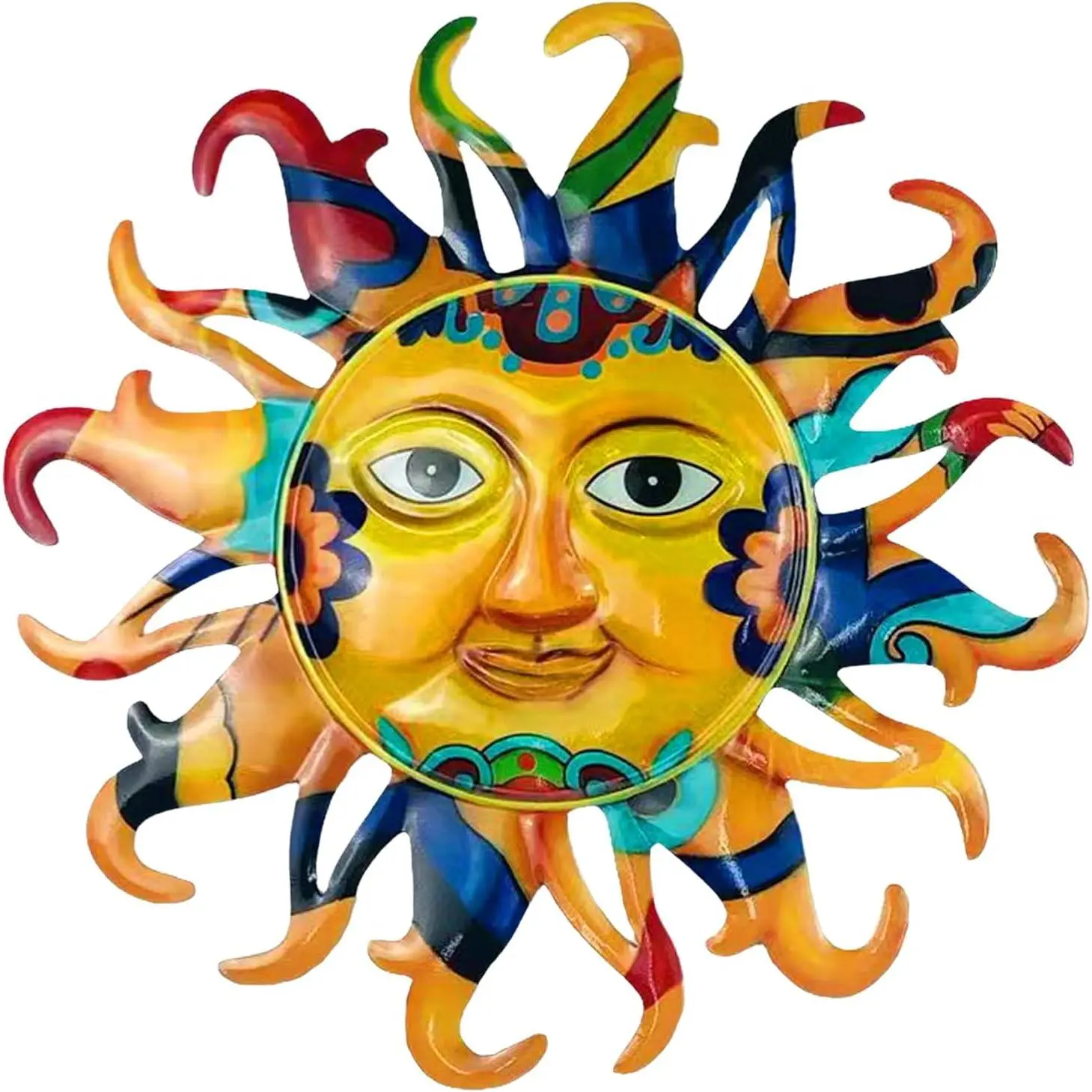 Sun Outdoor Wall Decor, Sun Face Wall Sculpture Sun Wall for Home Wall Decoration Living Room, Bedroom, Outside Decor for Yard, Patio, Garden Fence Deck Pool