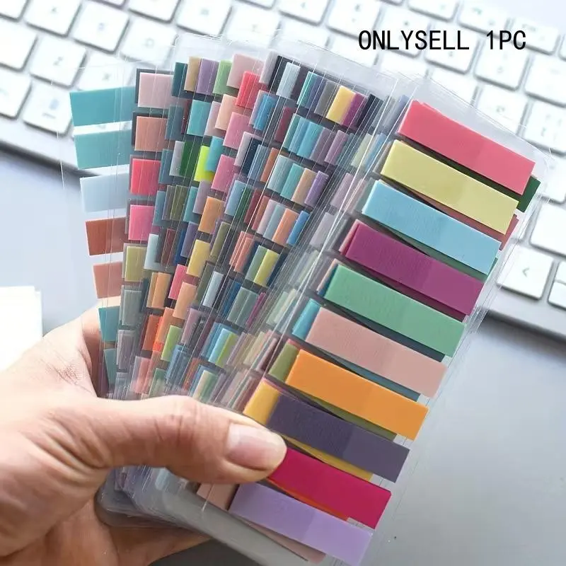 1 Set (200 pieces) Morandi-style self-adhesive sticky notes with 10 pastel shades, made of transparent PET material, rectangular adhesive tabs include index markers for easy organization and filing, perfect for study notes, indexing, Labeling needs