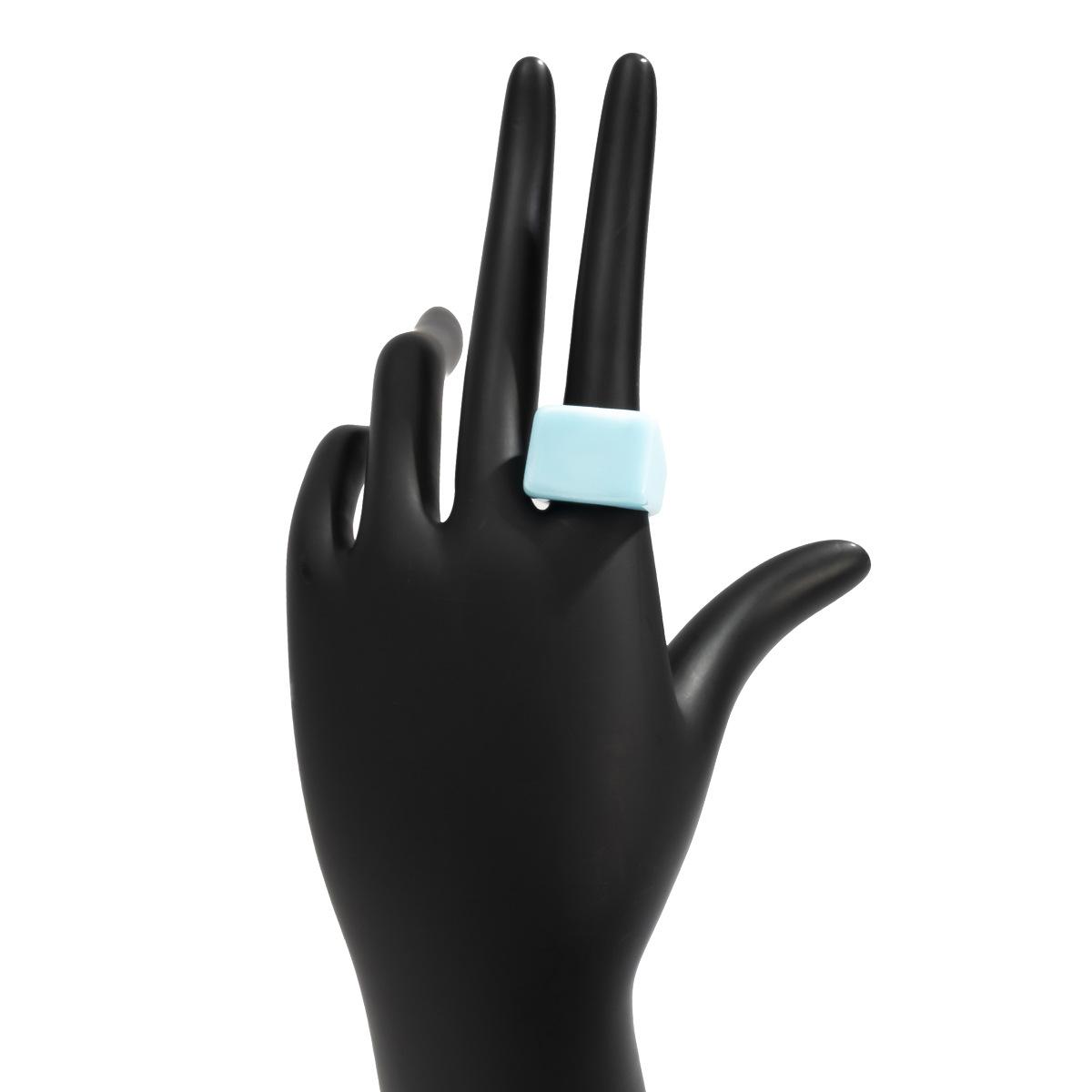 Trendy Colorful Acrylic Plain Ring Geometric Square Wide Resin Band Fashion Minimalist Jewelry for Women Men