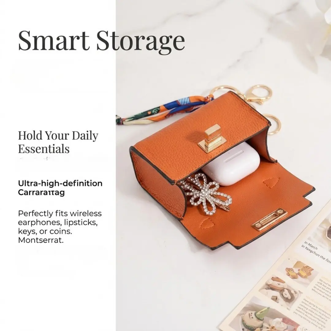 Mini Square Bag Pendant Keychain, High-Quality Leather with Colorful Strap, Cute Car Keychain and Bag Accessory, 12 Colors Available
