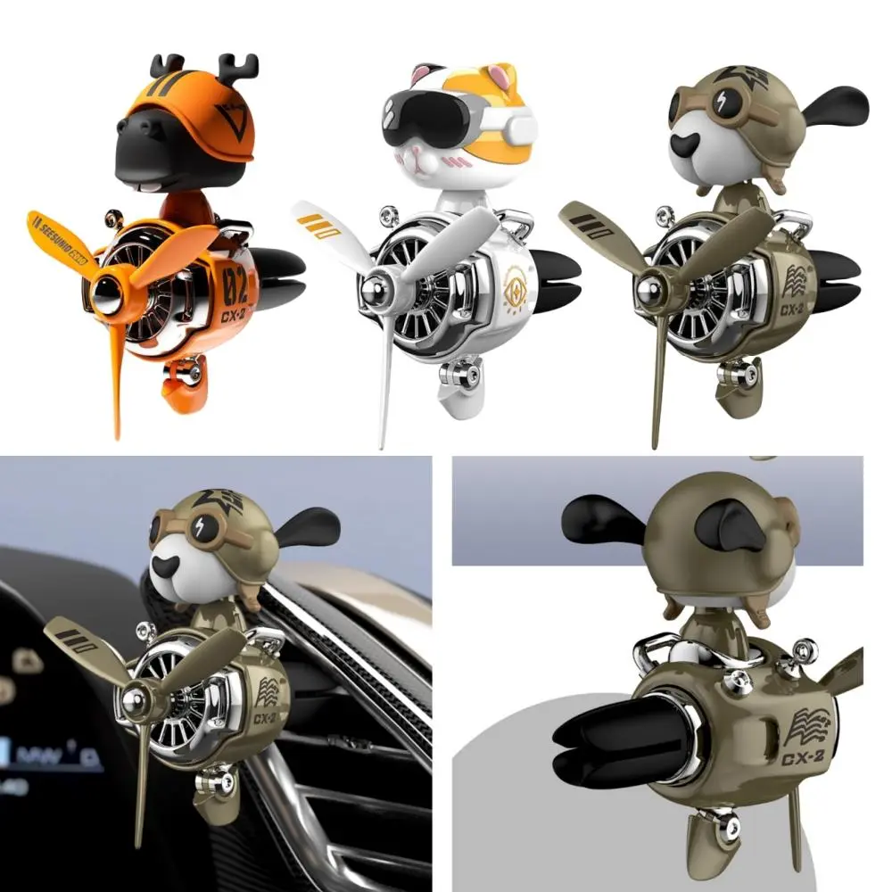 Compact Small Size Helicopter Car Air Vent Diffuser - Shaking Head Skull Skeleton Pilot Doll, Interior Aroma Release Air Freshener for DIY Specialty Supplies