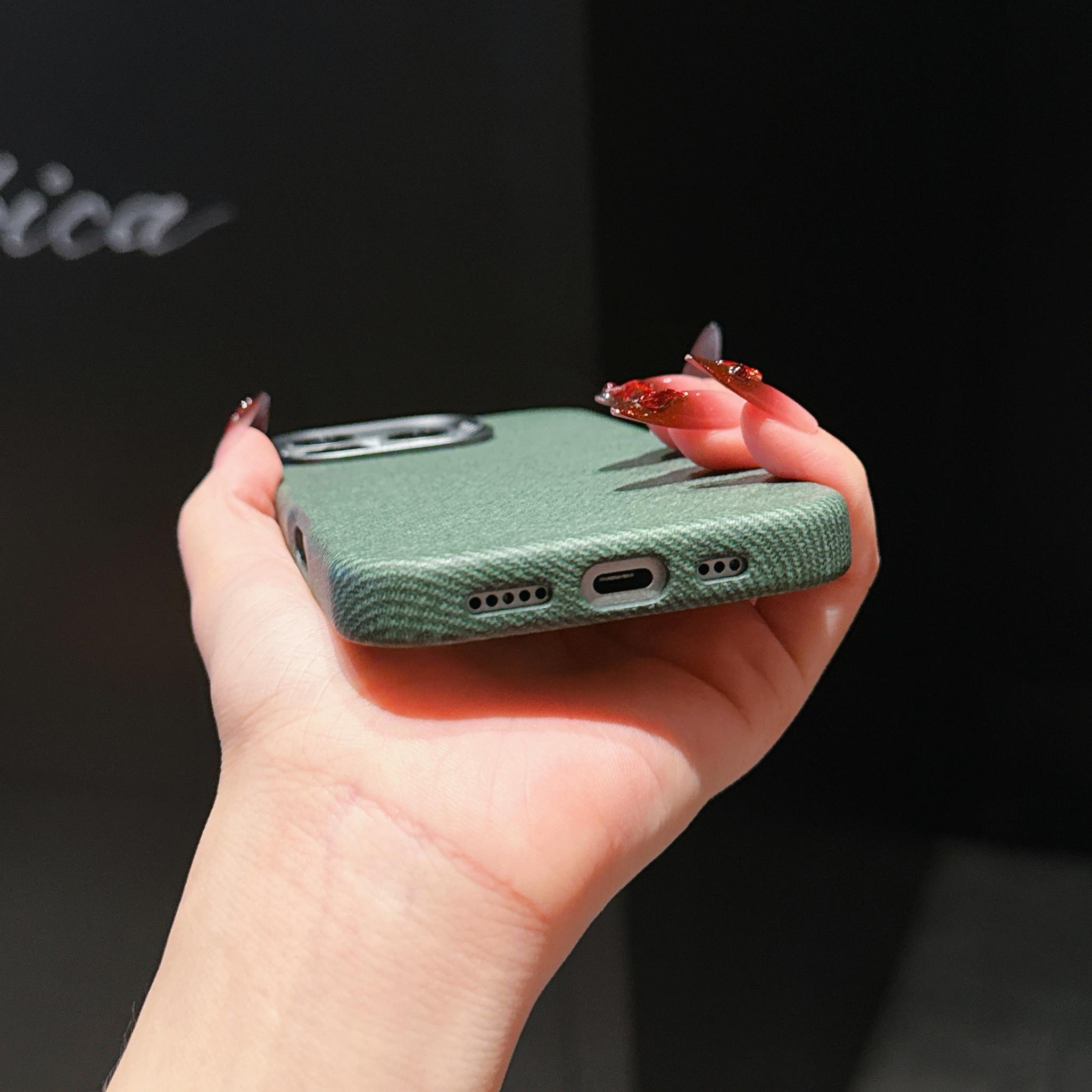 Luxury Denim Texture Leather Case with Magnetic for iPhone 16 Pro Max 15 Pro, Anti-Slip Slim Shockproof Protective Cover for Men Women