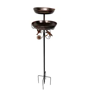 1 standalone double-layer bird bath, 42 inches in size, is an outdoor bird feeder with a stable 5-legged base. It can be used as both a bird bath and a feeding station, suitable for garden, lawn and courtyard decoration.