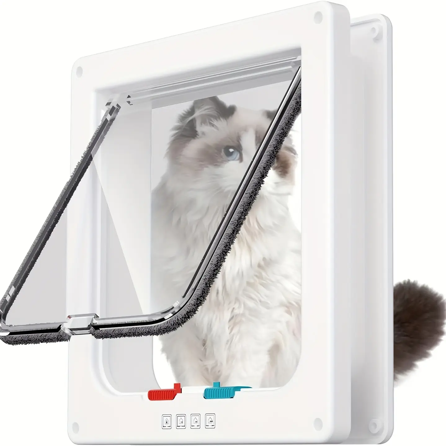Pet Door Hole, Cat Door, Dog Door, 4-Way Safety Lock Flip Door, Weatherproof Pet Door for Dogs And Cats (With a Rainbow Ball Toy As a Bonus)