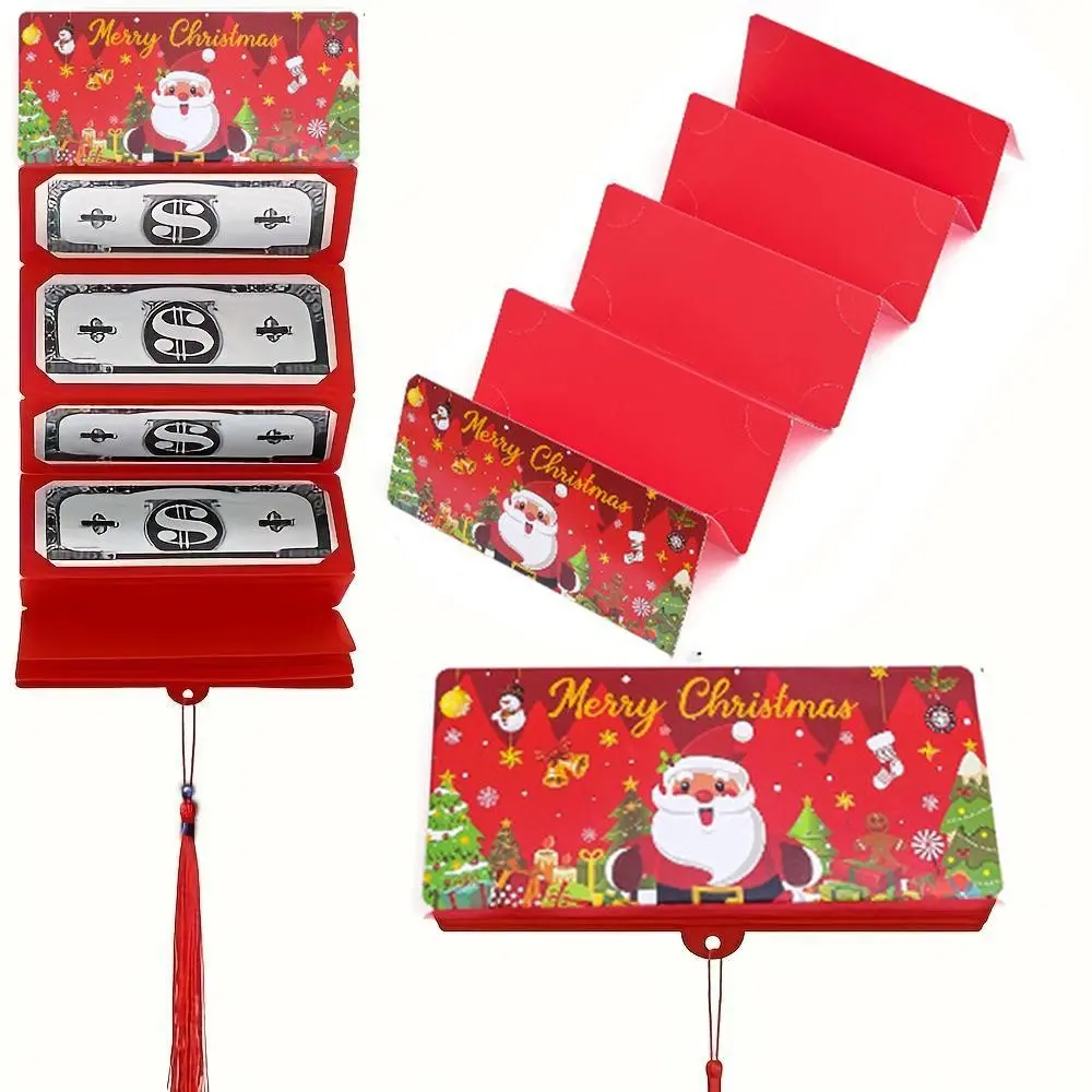 1/2/4 Pack 10-Slot Christmas Gift Card Holder – Red/Green/Blue Santa, Snowflake & Tree Designs | Durable Paper Cash & Gift Card Organizer, Cute Holiday Stationery, DIY Christmas Party Favors, Festive Gift Wrapping Essentials