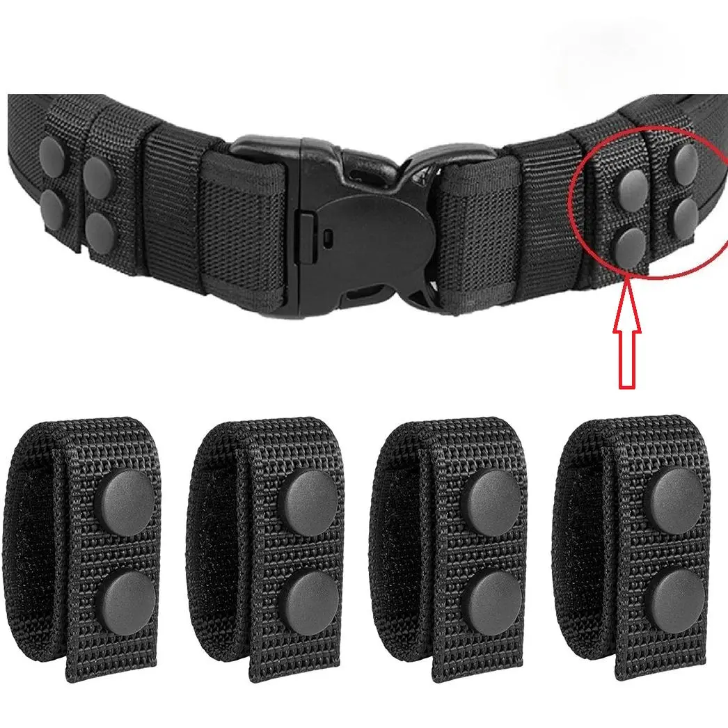 Duty belt fastener, portable belt and waist pack double buckle accessory, suitable for 2-inch belts, for adjusting and securing belts.