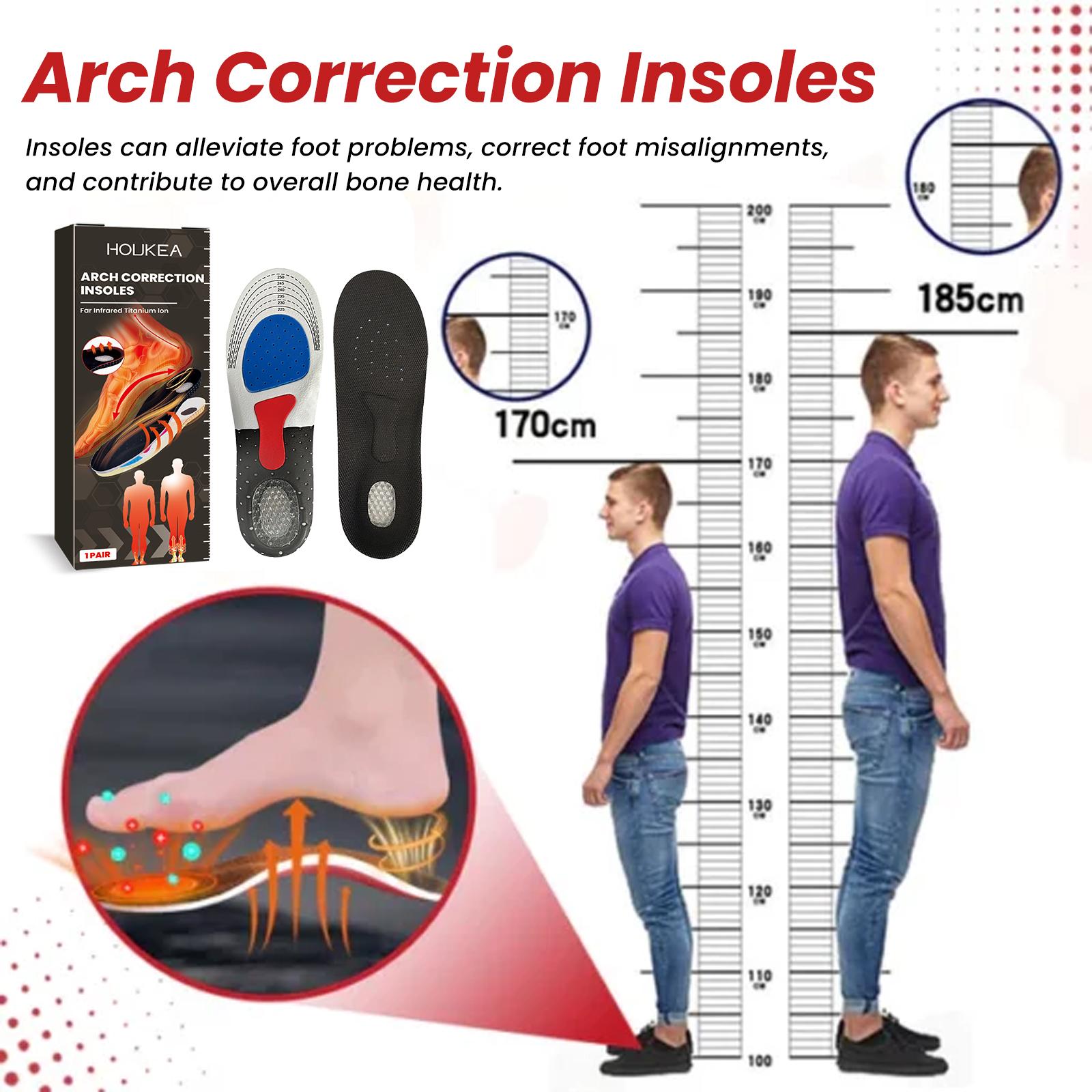 Houkea Foot Correction Insoles Arch Support Insoles Non-slip Wear-resistant Foot Posture Correction Insoles