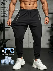3pcs Men’s Jogger Pants, Athletic Trousers with Zipper Pockets, Ideal for Outdoor Activities and Gym Training, Comfortable and Stylish