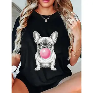 100% Cotton Funny Frenchie Lover Clothing: French Bulldog Blowing Bubble T-Shirt