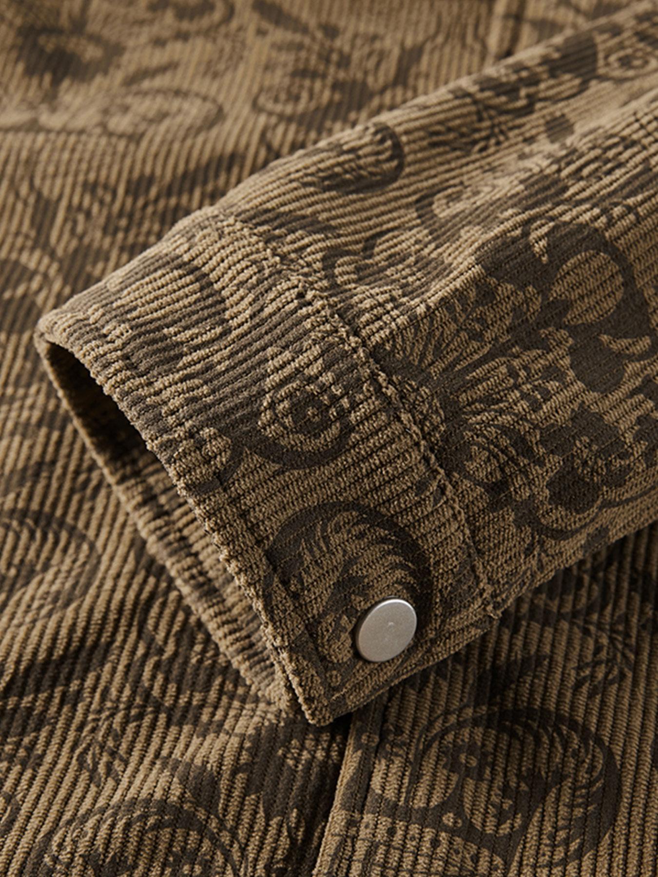 Men's Baroque Print Zip Up Jacket, Casual Fashionable Jacket, Regular Fit Casual Long Sleeve Collared Outerwear for Spring & Fall, Men's Sportswear for Outdoor Activities, Menswear