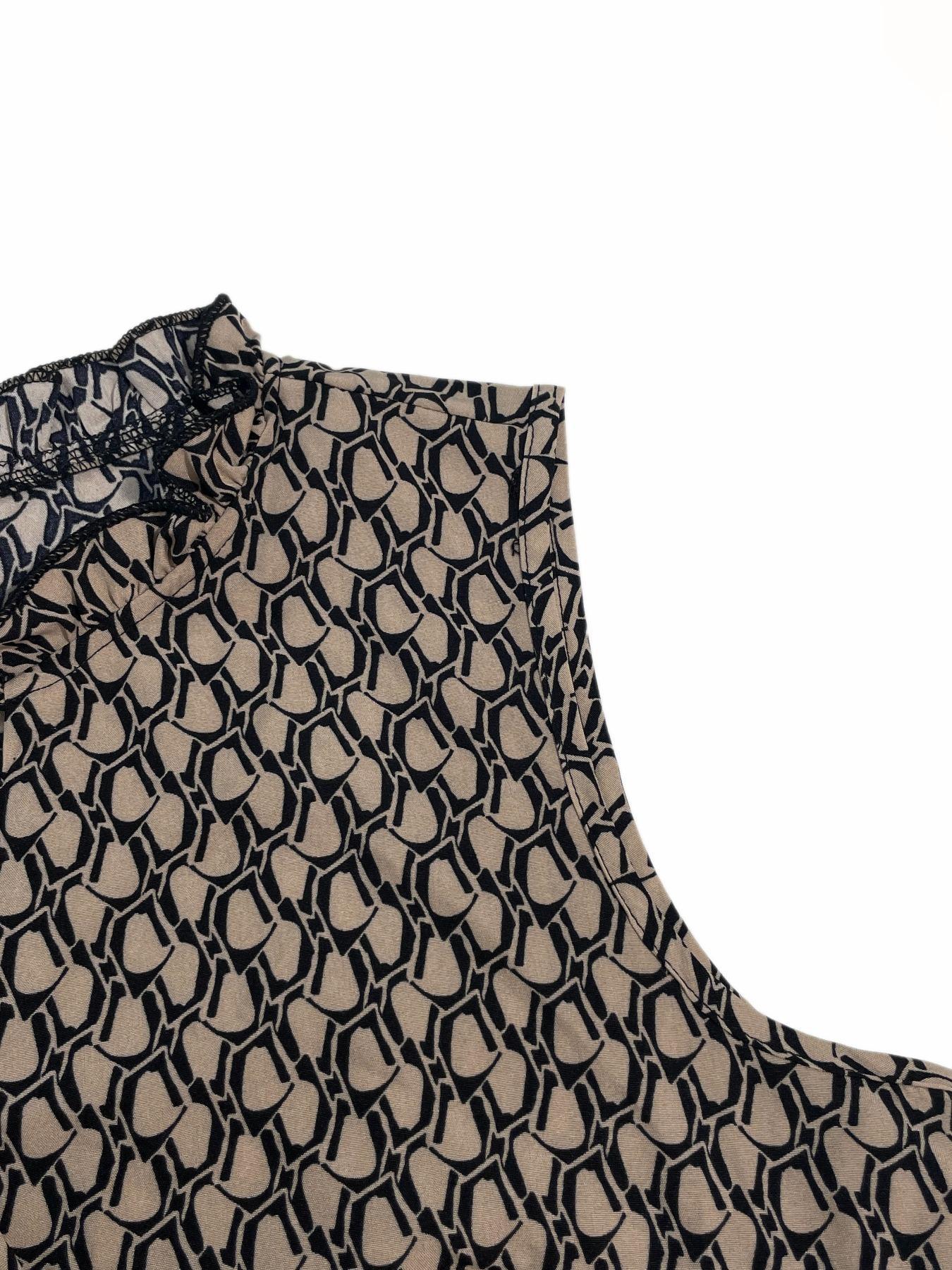 Women's Geometric Print Bow Dress, Casual Fitted Multi-Layered Woven Dress for All-Seasons Wear