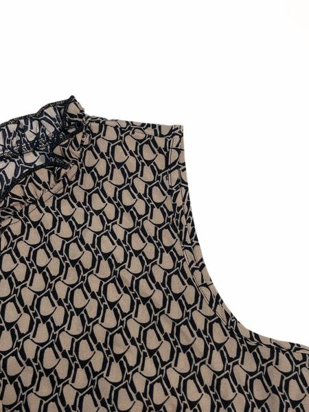 Women's Geometric Print Bow Dress, Casual Fitted Woven Dress, All-Seasons Wear, Multi-Layered Cake Skirt Design, Summer