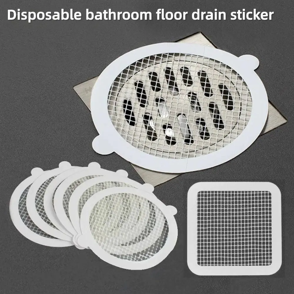 100-Pack Disposable Mesh Drain Hair Catchers, Peel & Stick Filter Stickers, Shower Drain Protection Bathroom Necessity, Anti-Clog Kitchen Sink Accessory, 10/100 Pcs