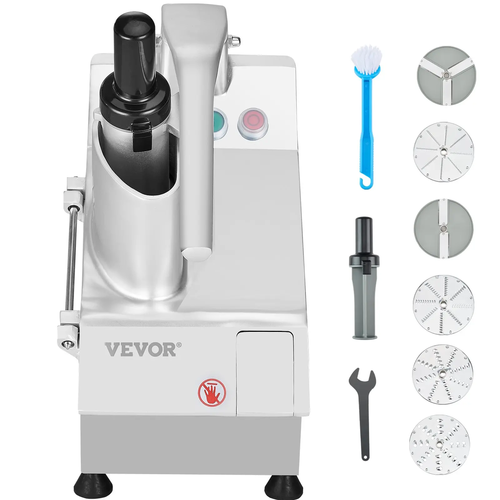 【Summerfinds】VEVOR Food Processor & Vegetable Chopper, 2 Feeding Holes Food-Grade Stainless Steel Food Processor Chopper with Detachable 6 Blades, 3mm/5mm/7mm/10mm Shredder, 2mm/4mm Slicer, for Vegetables, Fruit