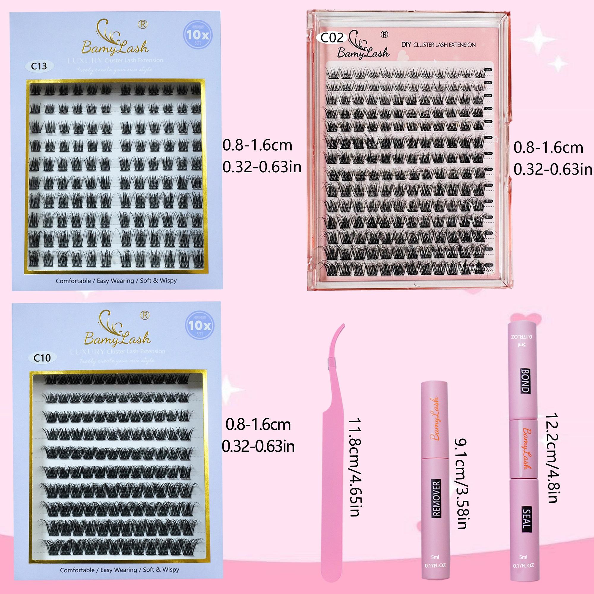 Natural Look DIY Eyelash Extensions Kit, 1 Set Including 3 Boxes Mixed Length Fluffy Eyelash Clusters Fake Lashes with Lash Glue & Tweezers & Lash Remover, Eye Makeup Enhancement Set for Women