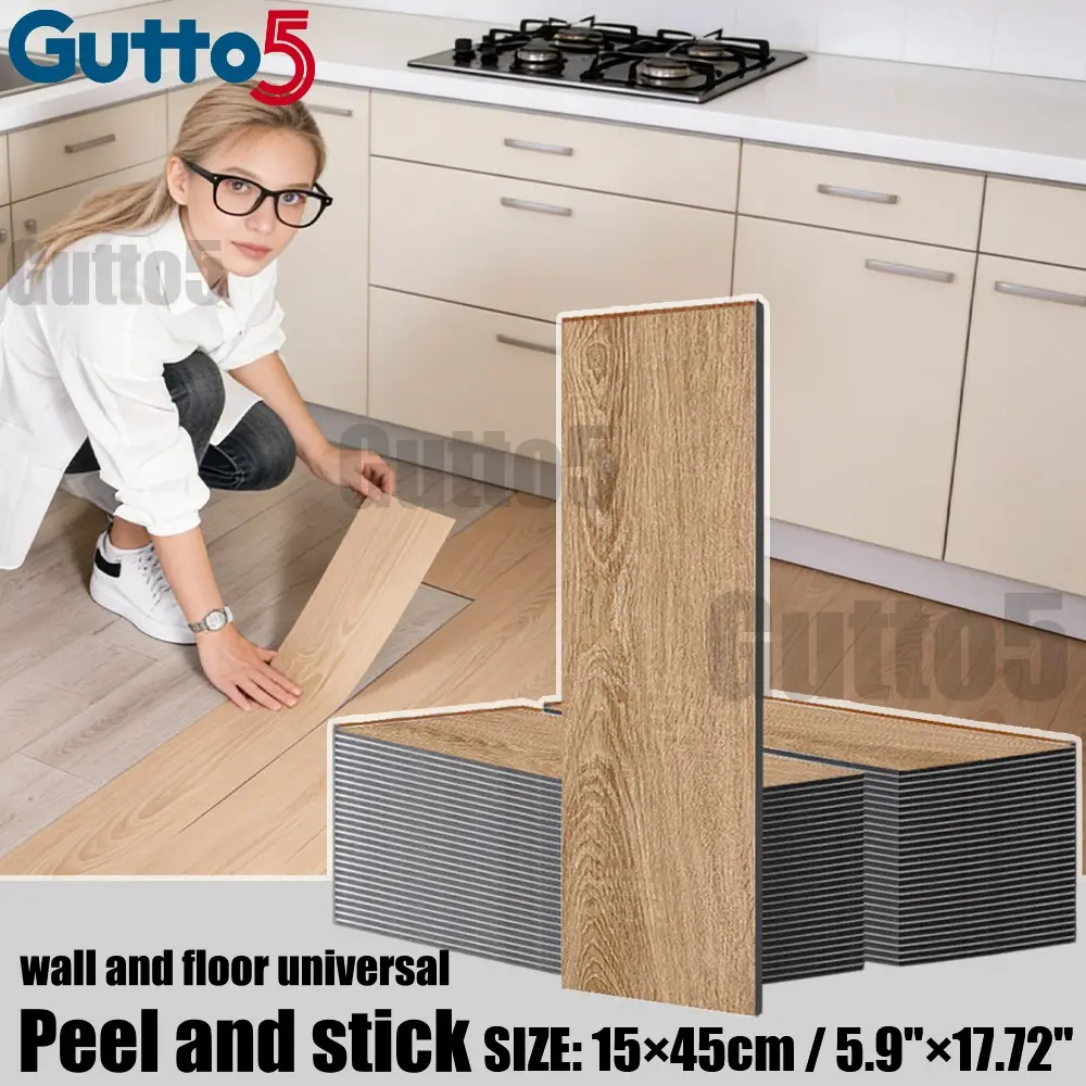 26 pieces/52 pieces, boxed self-adhesive wood grain floor renovation sticker, wall and floor universal, 3D texture, multiple classic wood grain colors, suitable for DIY projects, easy to complete, suitable for indoor wall and floor decoration - Gutto5