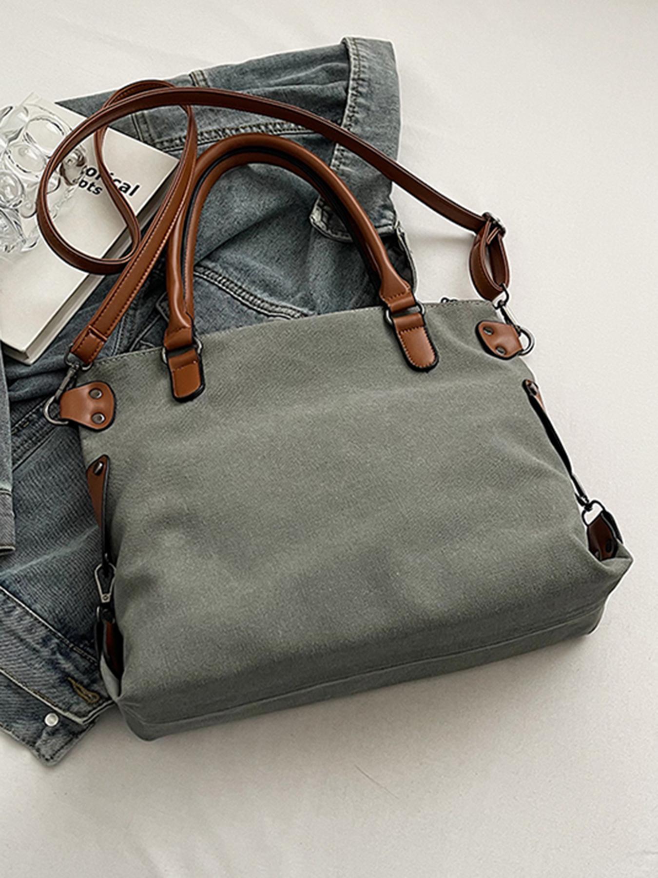 Women's Fashionable Letters Pattern Tote Bag, Large Capacity Crossbody Bag, Casual Versatile Vintage All-match Shoulder Bag for Daily Life, Fashionable Patterned Bag