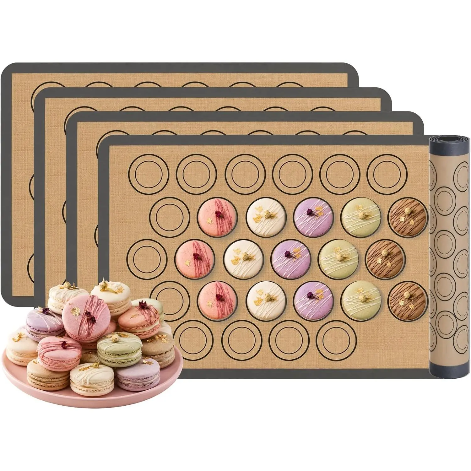 Macaron Baking Mat  Non Stick, Full Sheet  Pack of 2 Red