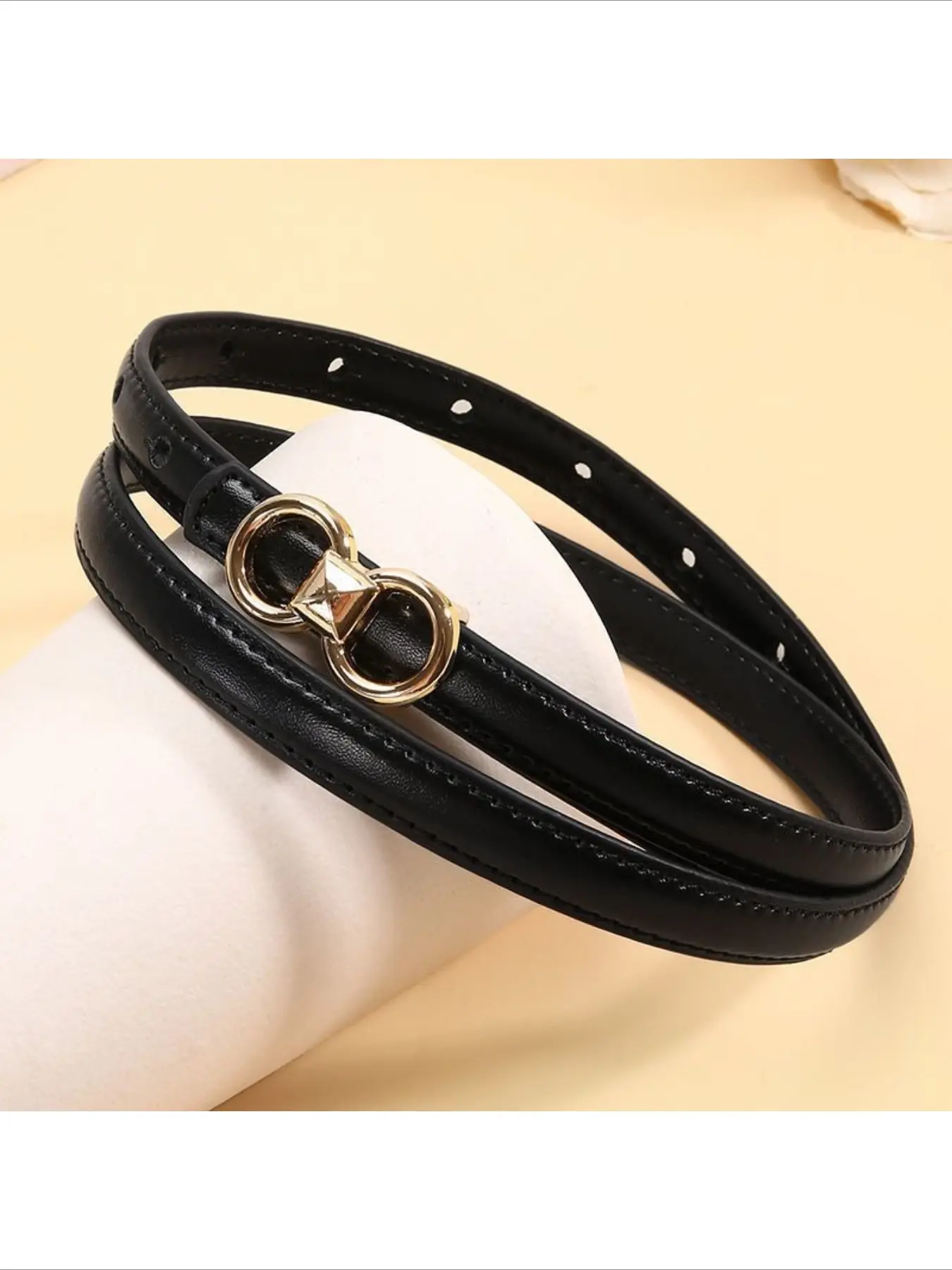 Trendy Fashion Versatile Decorative Elegant Diamond Buckle Thin Exquisite Skinny Belt For Women Match With Coat Dress Suit Black Jeans Popular Hot Selling Fashion All Match Waist Accessory For Daily Outfit