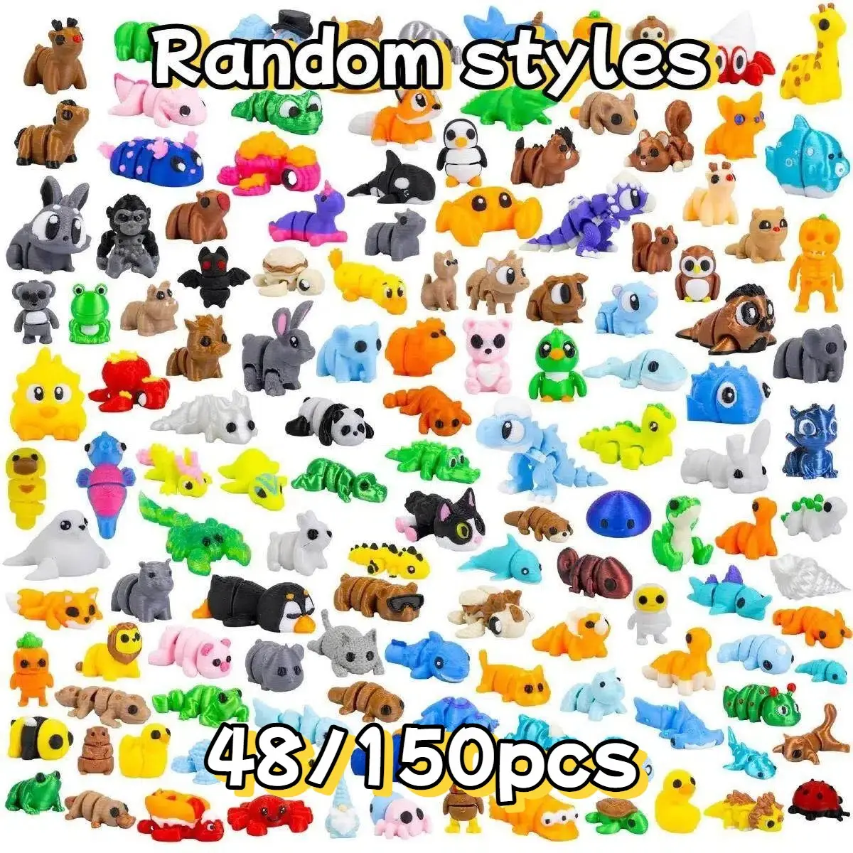 Secret Animal Dolls Set, Randomly Selected 3D Printed Animals, Multi-Color Flexible Jointed Toys, Articulated Animal Figurines, Portable Size, Party Gifts, Classroom Rewards, Movable Figurines, Plastic Animals Figures