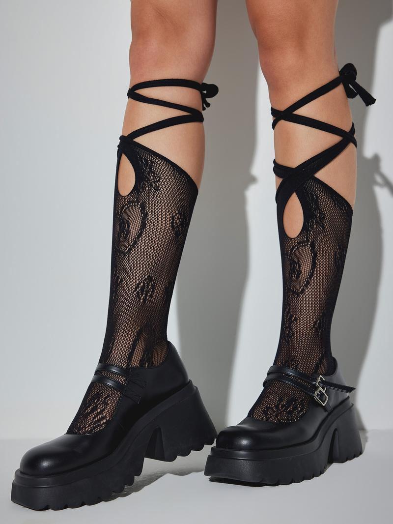 Cider [2 colors, size One Size-One Size] Lace Up Over the Calf Socks