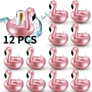 12-Pack Inflatable Drink Holders – Flamingo Drink Floats – Reusable, Cute Animal-Themed Inflatable Coasters – Pool Cup Holders – Ideal for Summer Pool Parties