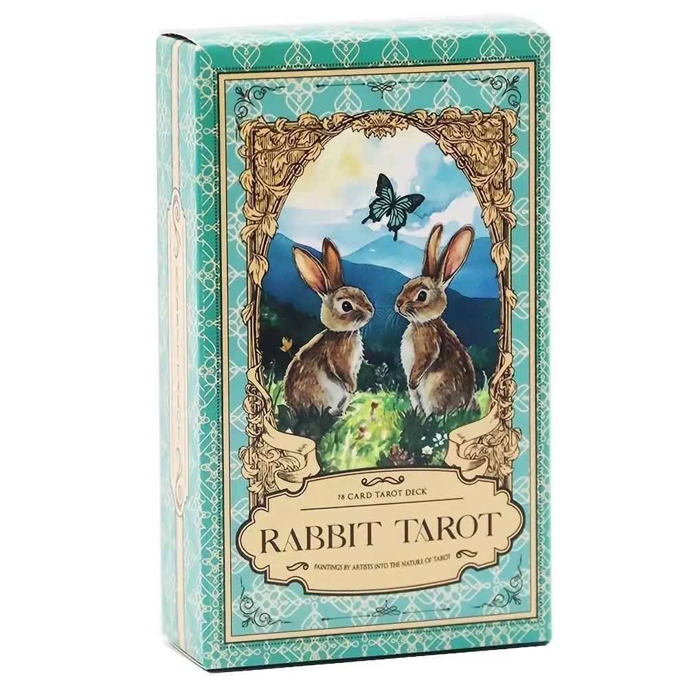 Rabbit Tarot Watercolor Cards, 78 Cute Aesthetic Tarot Deck, Beginner Divination Tool, Ideal Gift for Christmas, Halloween, Thanksgiving, Tarot Card Set