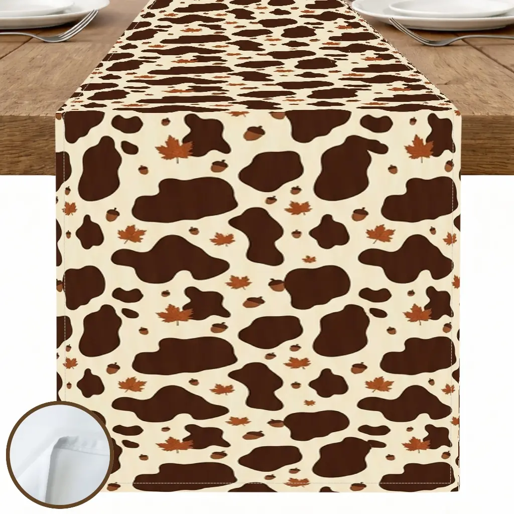1pc Cow Print Table Runner, Rustic Farmhouse Style, Printed Pattern Design, for Dining Table Kitchen Decor Home Decor Fall Decor